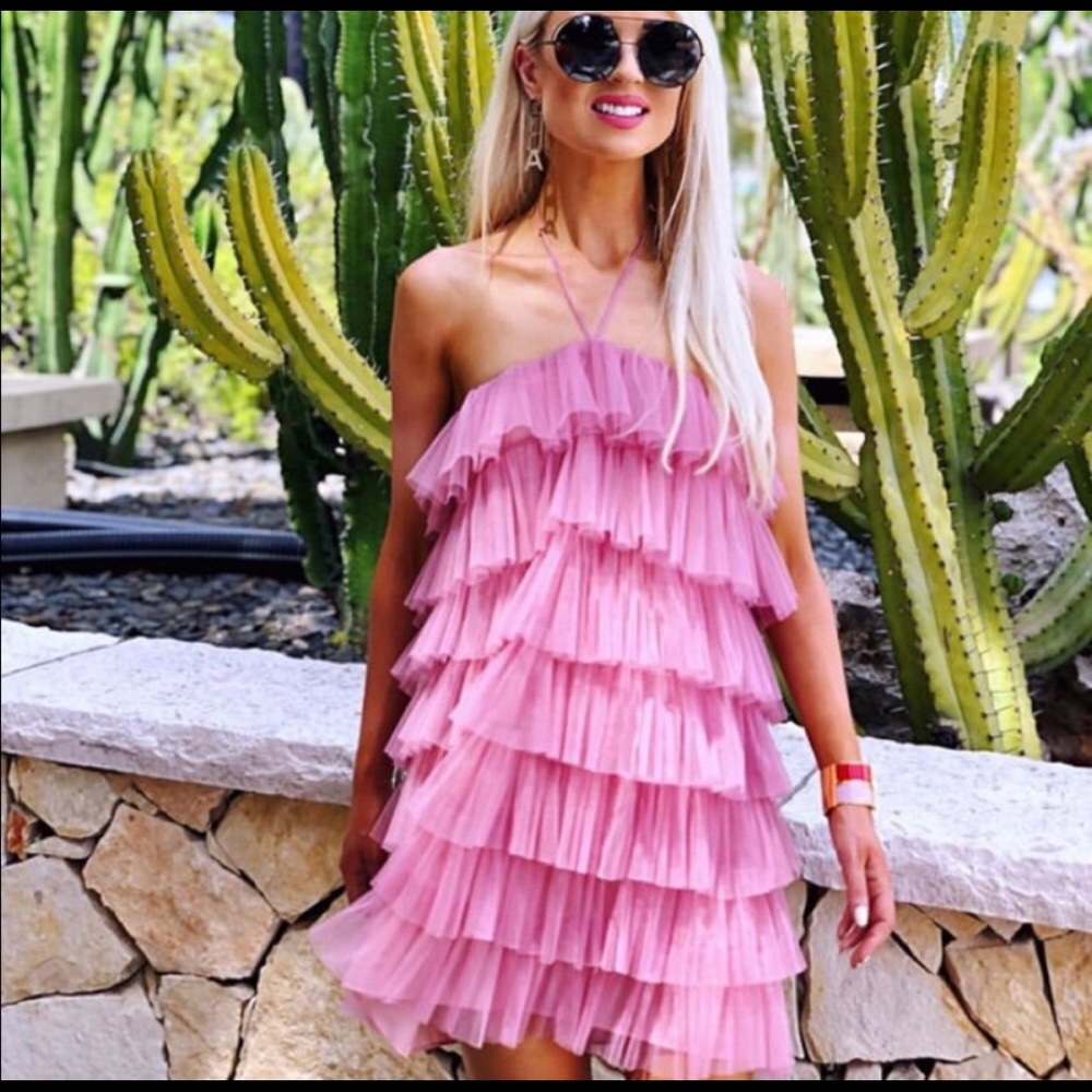 Zara pink ruffle dress
